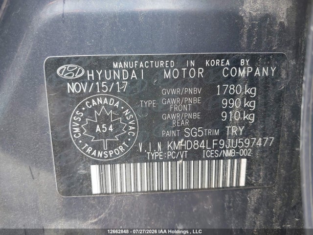 2018 Hyundai Elantra Sel/value/limited მანქანა იყიდება აუქციონზე, vin: KMHD84LF9JU597477, აუქციონის ნომერი: 12662848