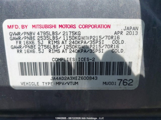 Mitsubishi Outlander 2014 JA4AD2A3XEZ600843 Image 9