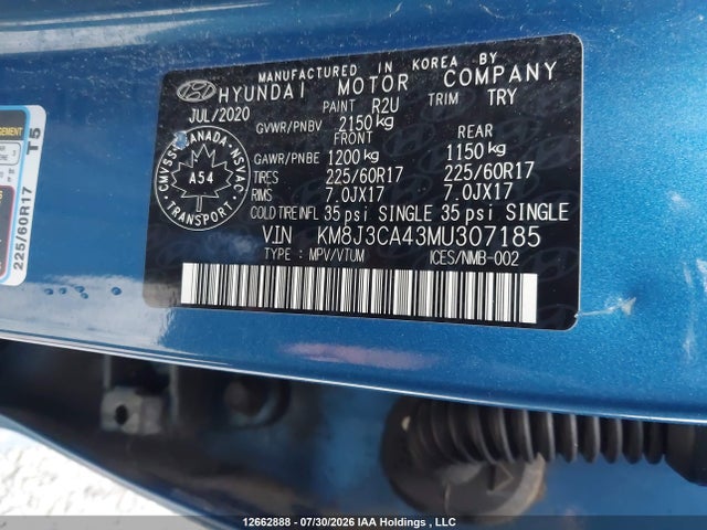 Продаж на аукціоні авто 2021 Hyundai Tucson Preferred Awd With Sun And Leather Package, vin: KM8J3CA43MU307185, номер лоту: 12662888