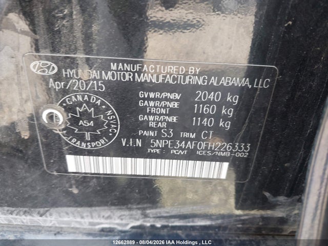 Продажа на аукционе авто 2015 Hyundai Sonata Sport/limited, vin: 5NPE34AF0FH226333, номер лота: 12662889