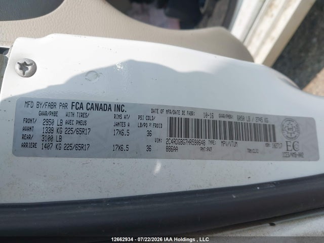 Dodge Grand Caravan Cvp/sxt 2017 2C4RDGBG7HR590648 Image 20