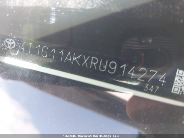 4T1G11AKXRU914274 Toyota Camry Se Night Shade/se