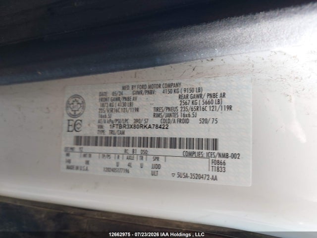 Ford Transit T-250 2024 1FTBR3X80RKA78422 Image 9