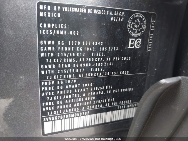 Volkswagen TAOS SE 2024 3VVSX7B29RM059782 Image 9