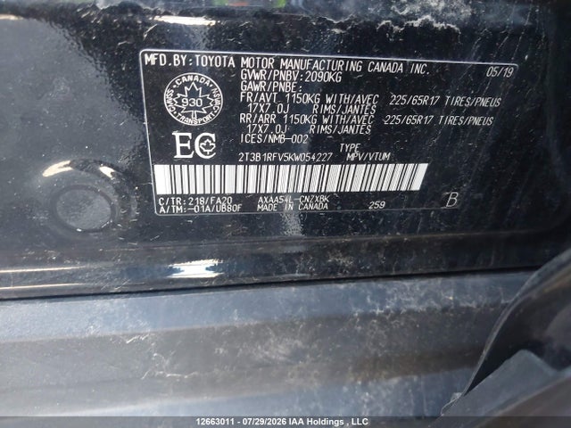Toyota RAV4 2019 2T3B1RFV5KW054227 Image 9