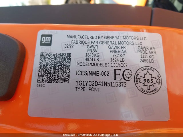 Chevrolet Corvette 2022 1G1YC2D41N5115373 Image 9