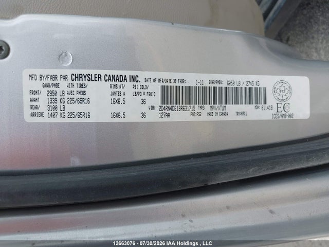 Продажа на аукционе авто 2011 Dodge Grand Caravan, vin: 2D4RN4DG1BR631715, номер лота: 12663076