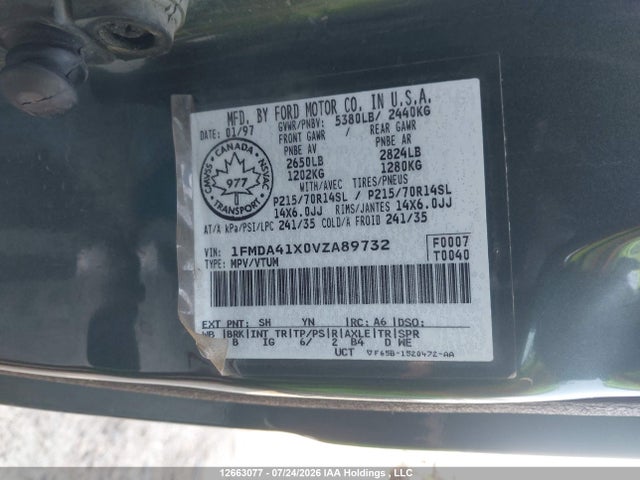Продаж на аукціоні авто 1997 Ford Aerostar, vin: 1FMDA41X0VZA89732, номер лоту: 12663077