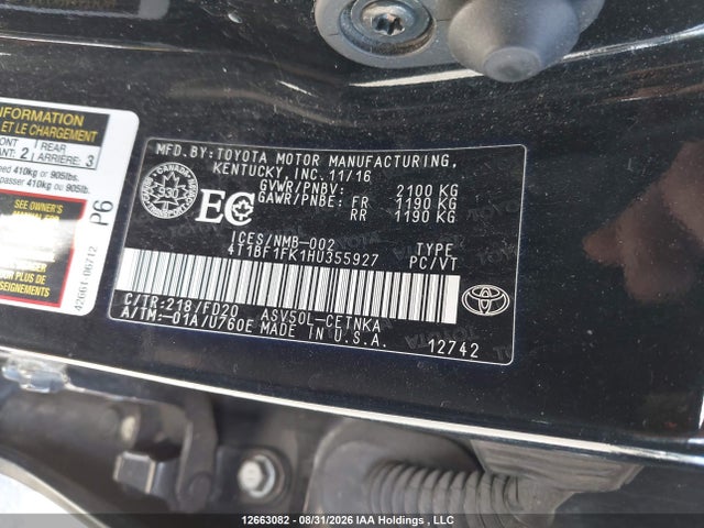 4T1BF1FK1HU355927 Toyota CAMRY LE