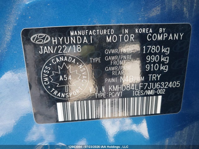 KMHD84LF7JU632405 Hyundai Elantra Sel/value/limited