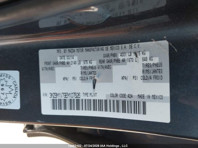 Продаж на аукціоні авто 2014 Mazda 3 Touring, vin: 3MZBM1V79EM107526, номер лоту: 12663102