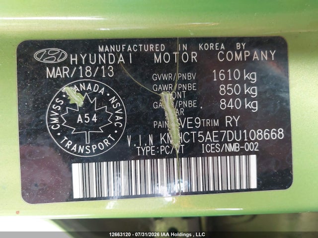 Продаж на аукціоні авто 2013 Hyundai Accent, vin: KMHCT5AE7DU108668, номер лоту: 12663120
