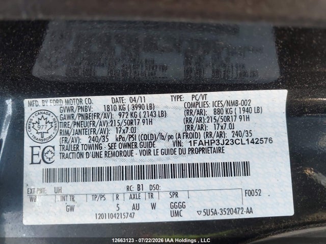 Продаж на аукціоні авто 2012 Ford Focus Titanium, vin: 1FAHP3J23CL142576, номер лоту: 12663123