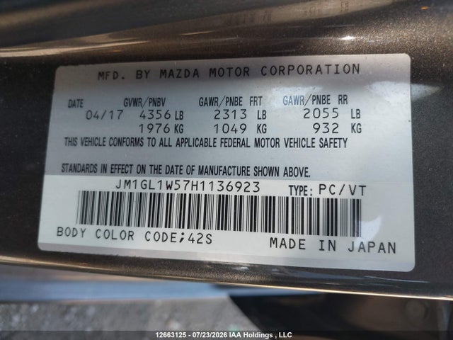 JM1GL1W57H1136923 Mazda 6 Grand Touring