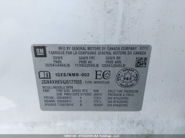2GNAXHEV4J6177833 Chevrolet Equinox