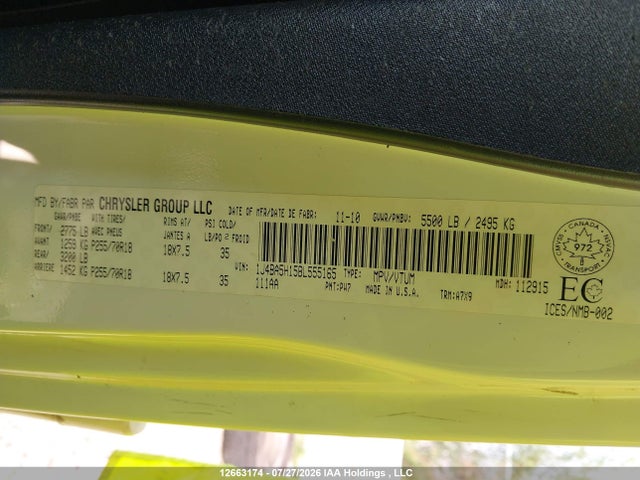 Продажа на аукционе авто 2011 Jeep Wrangler Unlimited Sahara, vin: 1J4BA5H15BL555165, номер лота: 12663174