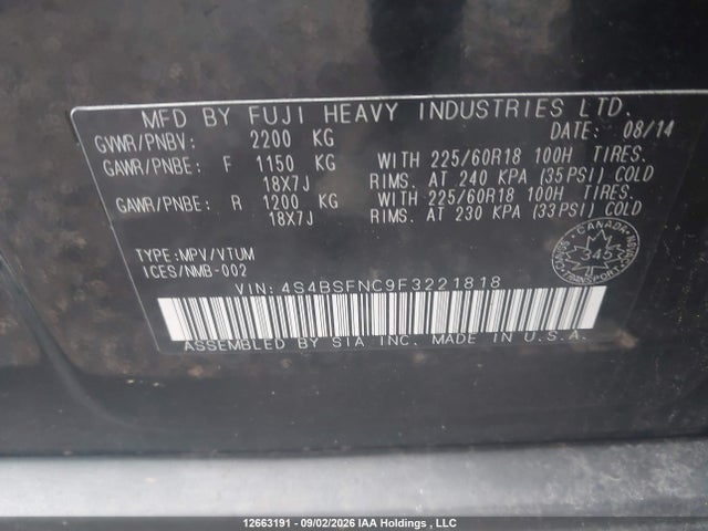 Subaru Outback 3.6r Limited Package 2015 4S4BSFNC9F3221818 Image 22