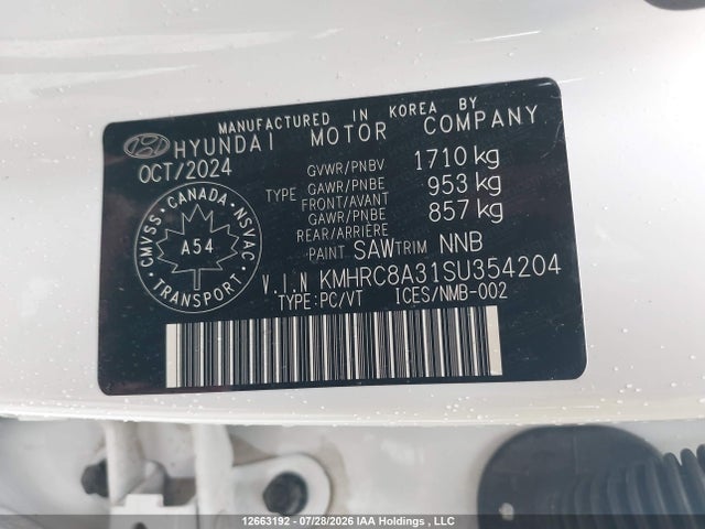 Aukcja sprzedaży 2025 Hyundai Venue Sel/limited, vin: KMHRC8A31SU354204, numer aukcji: 12663192