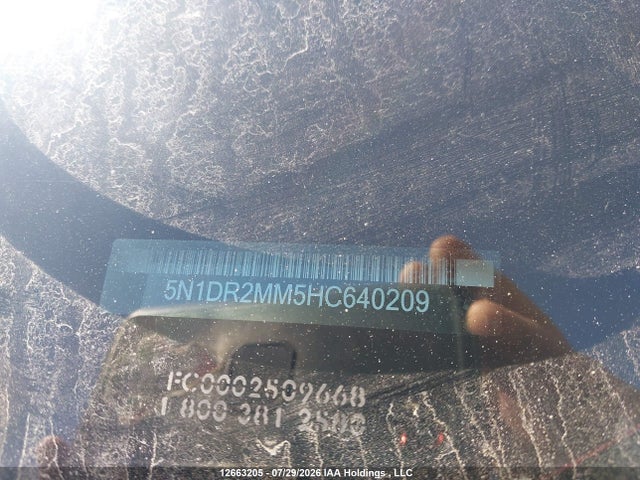 12663205 :رقم المزاد ، 5N1DR2MM5HC640209 vin ، 2017 Nissan Pathfinder S/sv/sl/platinum مزاد بيع