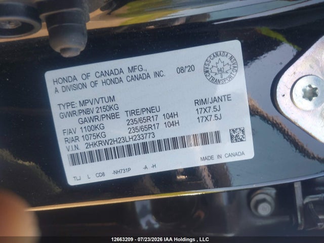 2HKRW2H23LH233773 Honda CR-V LX