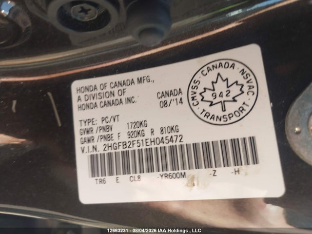Honda CIVIC EX 2014 2HGFB2F51EH045472 Image 9