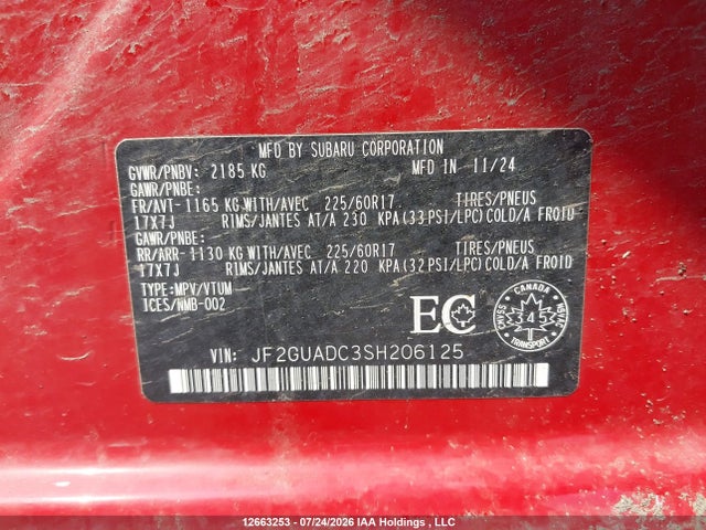 Subaru Crosstrek Premium 2025 JF2GUADC3SH206125 Image 9