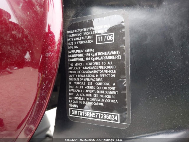 Продажа на аукционе авто 2007 Triumph Motorcycle Speed Master, vin: SMT915RN57T295834, номер лота: 12663261