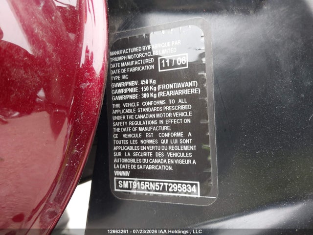 Продажа на аукционе авто 2007 Triumph Motorcycle Speed Master, vin: SMT915RN57T295834, номер лота: 12663261