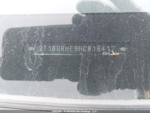 12663265 :رقم المزاد ، 2T1BURHE9HC818412 vin ، 2017 Toyota Corolla L/le/xle/se/xse مزاد بيع