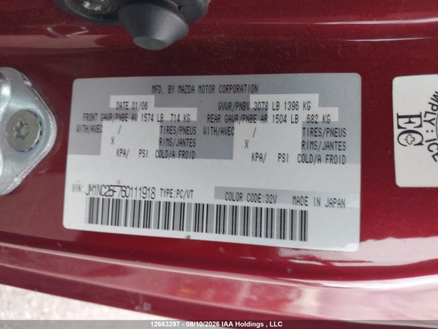 Продажа на аукционе авто 2006 Mazda Mx-5 Miata, vin: JM1NC25F760111918, номер лота: 12663297