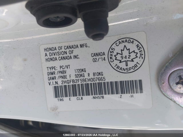 Продаж на аукціоні авто 2014 Honda Civic Ex, vin: 2HGFB2F59EH007665, номер лоту: 12663303