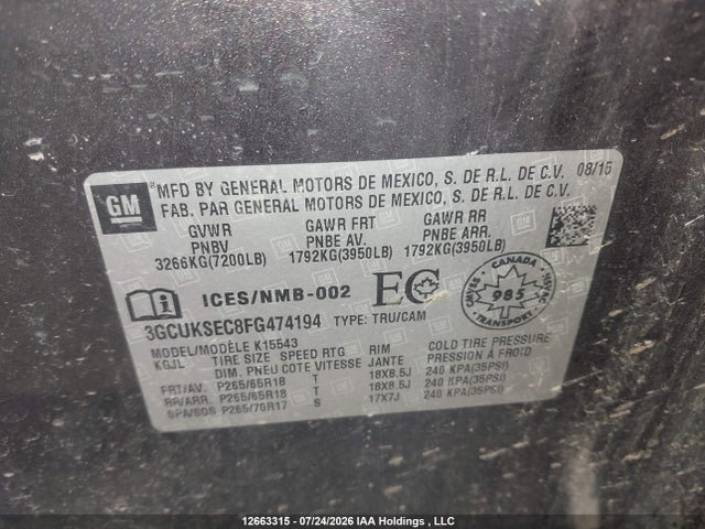 3GCUKSEC8FG474194 Chevrolet Silverado K1500 Ltz