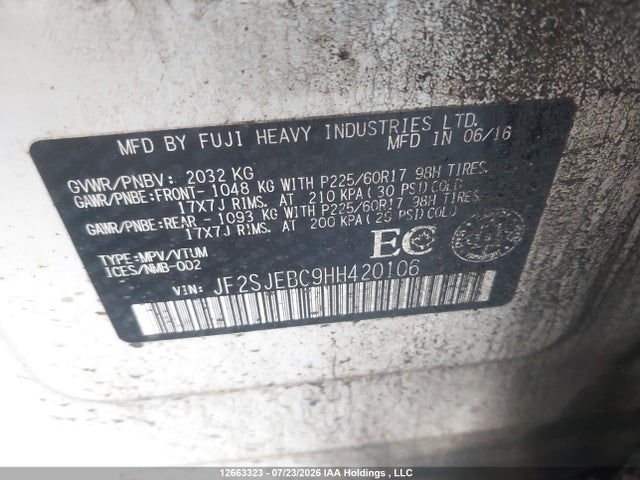 Subaru Forester 2.5i 2017 JF2SJEBC9HH420106 Image 9