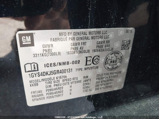 Cadillac Escalade Platinum 2016 1GYS4DKJ5GR400131 Image 9