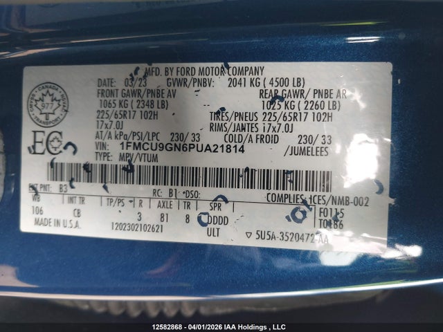 Ford Escape Active 2023 1FMCU9GN6PUA21814 Image 9