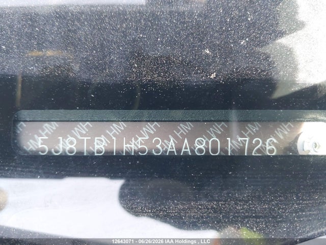 12643071 :رقم المزاد ، 5J8TB1H53AA801726 vin ، 2010 Acura Rdx مزاد بيع