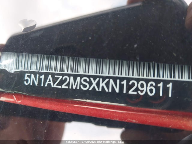 12656667 :رقم المزاد ، 5N1AZ2MSXKN129611 vin ، 2019 Nissan Murano Platinum/sl/sv مزاد بيع
