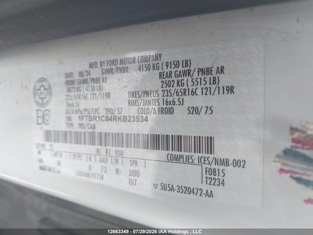 Ford Transit T-250 2024 1FTBR1C84RKB23534 Image 18