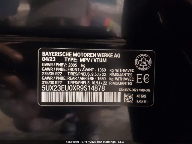 Продажа на аукционе авто 2024 Bmw X5 Xdrive40i, vin: 5UX23EU0XR9S14878, номер лота: 12551970