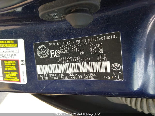 Aukcja sprzedaży 2011 Toyota Corolla Ce, vin: 2T1BU4EE5BC575356, numer aukcji: 12663381
