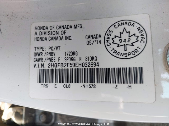 Honda CIVIC EX 2014 2HGFB2F59EH032694 Image 9