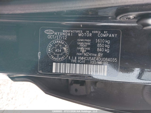 12658883 :رقم المزاد ، KMHCU5AE4DU084035 vin ، 2013 Hyundai Accent Gls مزاد بيع