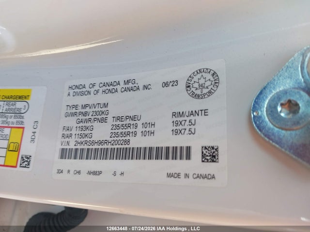 Продаж на аукціоні авто 2024 Honda Cr-v Touring Hybrid, vin: 2HKRS6H96RH200288, номер лоту: 12663448