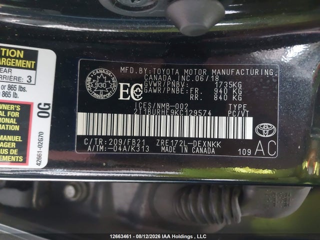 Toyota COROLLA LE 2019 2T1BURHE9KC129574 Image 20