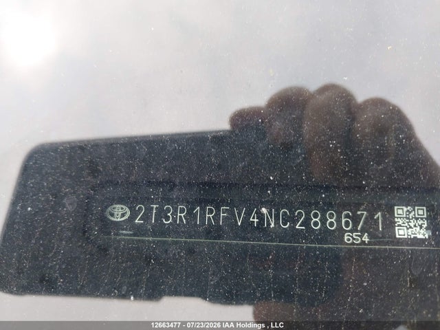 12663477 :رقم المزاد ، 2T3R1RFV4NC288671 vin ، 2022 Toyota Rav4 Xle مزاد بيع