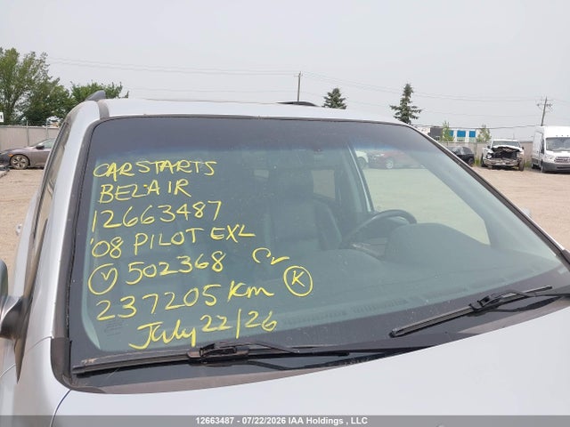12663487 :رقم المزاد ، 5FNYF18658B502368 vin ، 2008 Honda Pilot Exl مزاد بيع