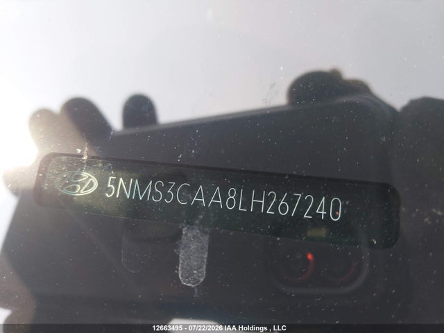 2020 Hyundai Santa Fe Sel/sel Plus მანქანა იყიდება აუქციონზე, vin: 5NMS3CAA8LH267240, აუქციონის ნომერი: 12663495