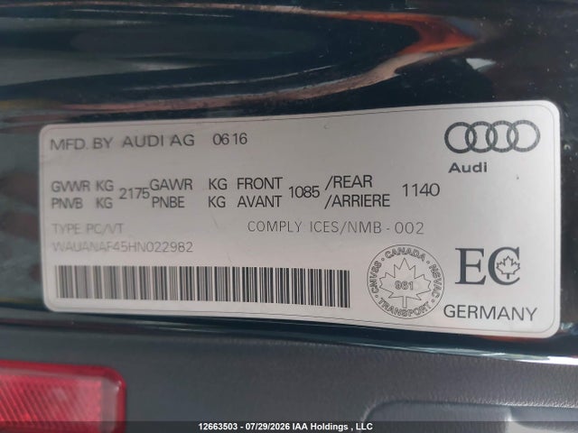 WAUANAF45HN022982 Audi A4 2.0t Komfort