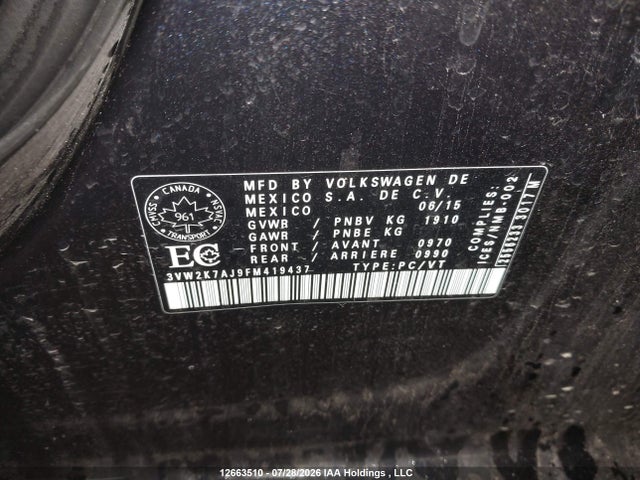 3VW2K7AJ9FM419437 Volkswagen Jetta 2.0l Trendline/2.0l Trendline+