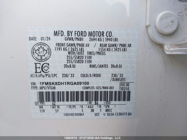 Ford EXPLORER XLT 2024 1FMSK8DH1RGA09100 Image 19